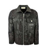 Yes London Kids Giacca Zip in Tessuto Jacquard Nero con Dettagli Patch per Bambini