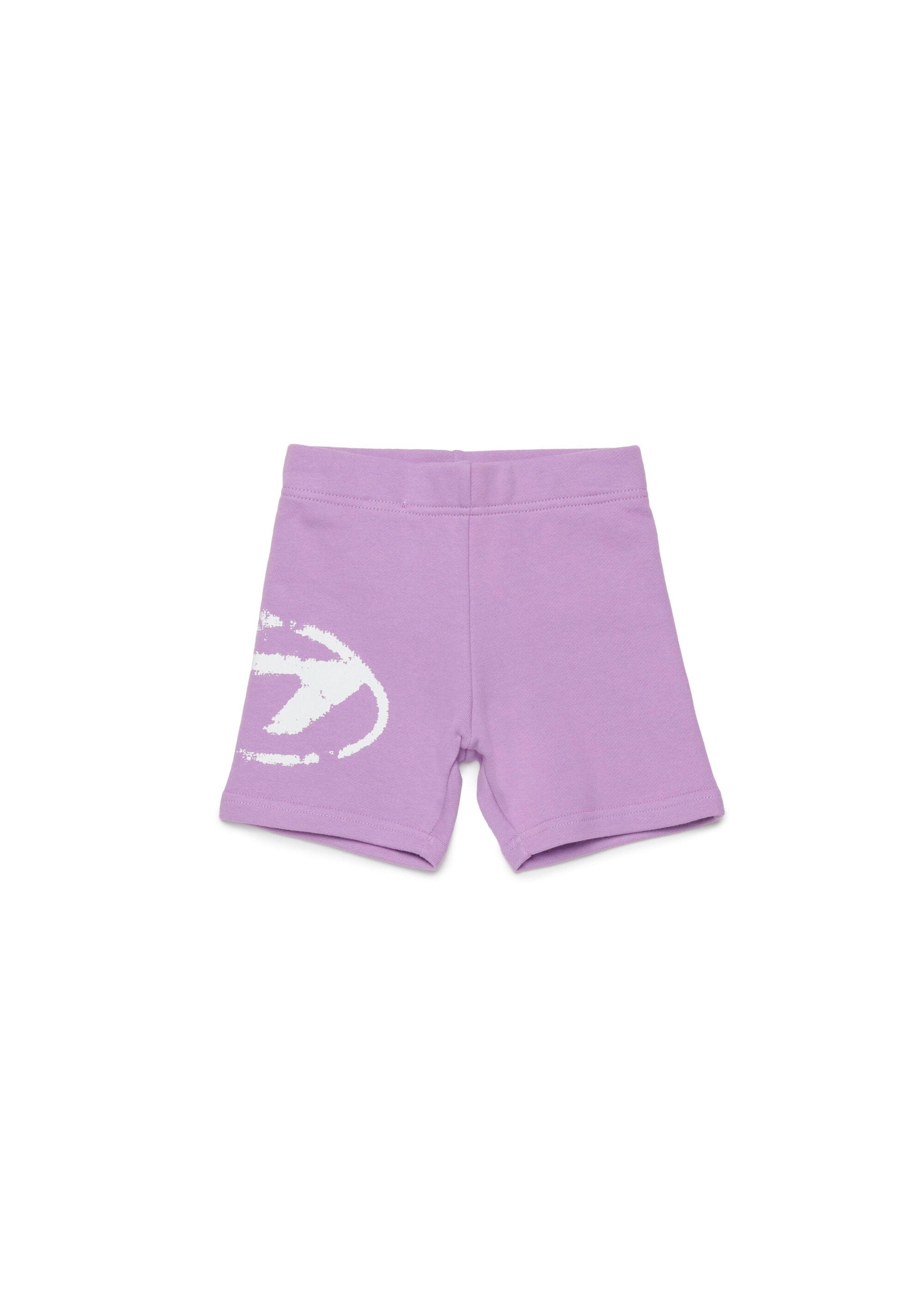 Diesel Kids Short Lilla in Felpa con Logo per Neonate