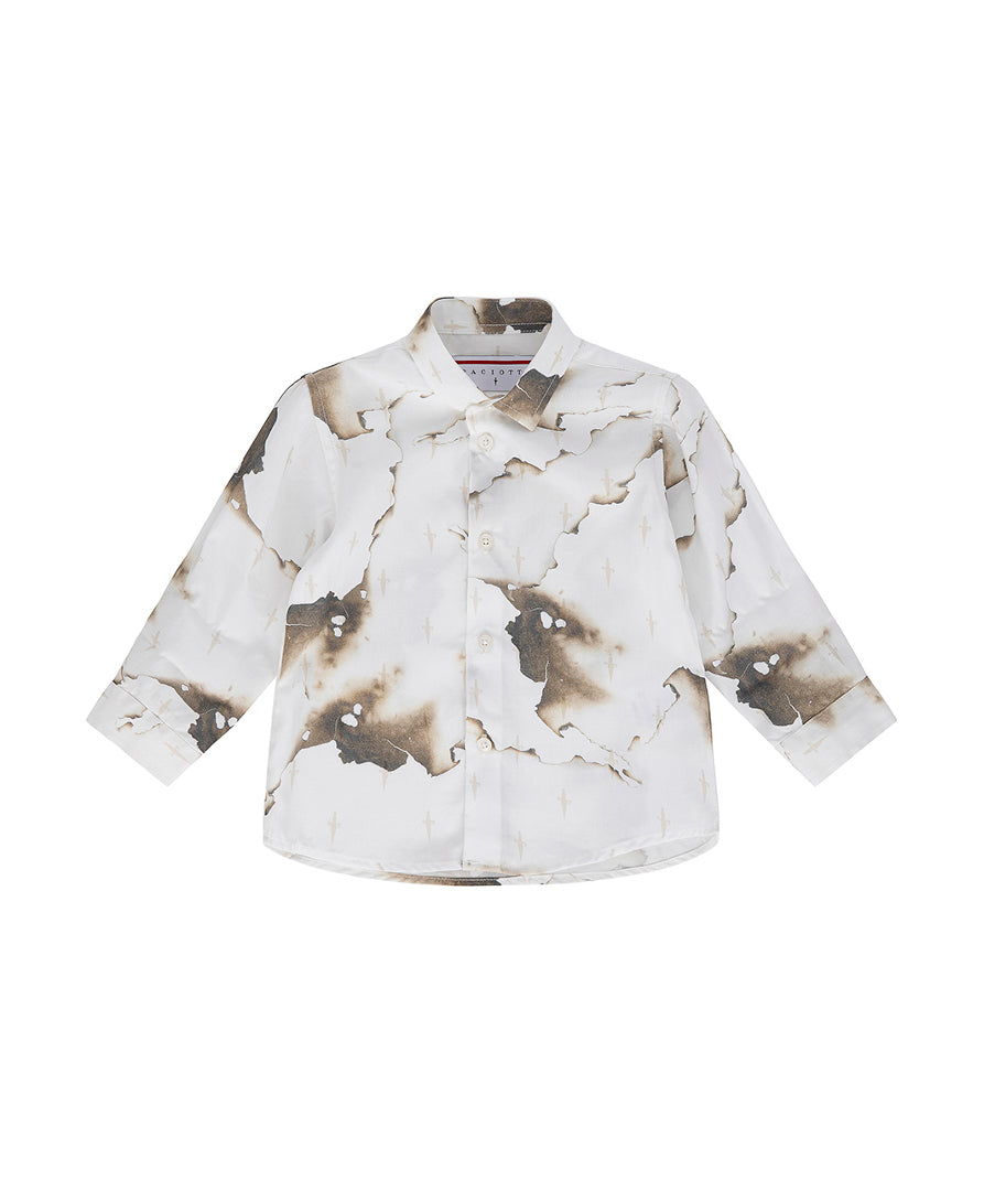 Cesare Paciotti Camicia Bianca Fantasia Burned per Neonati