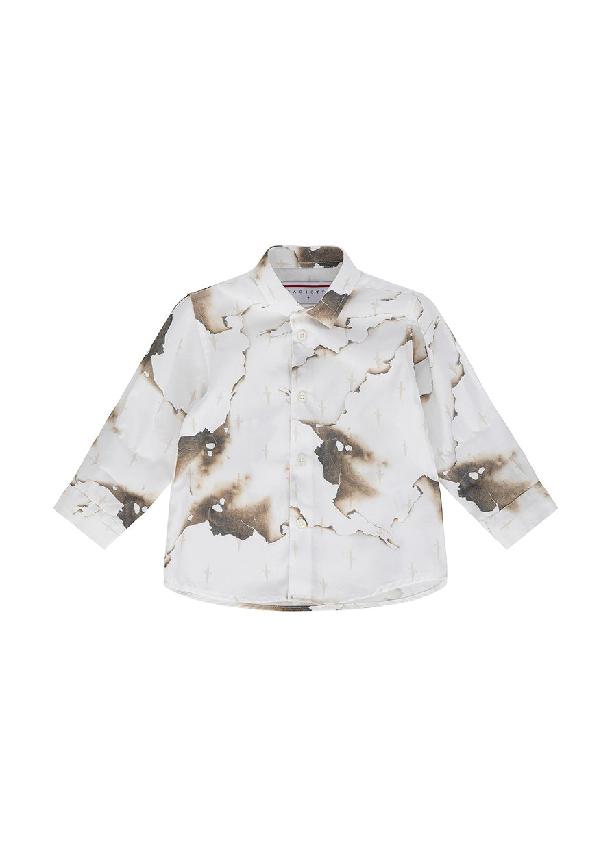 Cesare Paciotti Camicia Bianca Fantasia Burned per Neonati