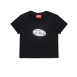 Diesel Kids T-shirt Nera con Logo Pailettes per Bambine