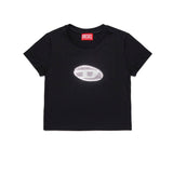 Diesel Kids T-shirt Nera con Logo Pailettes per Bambine
