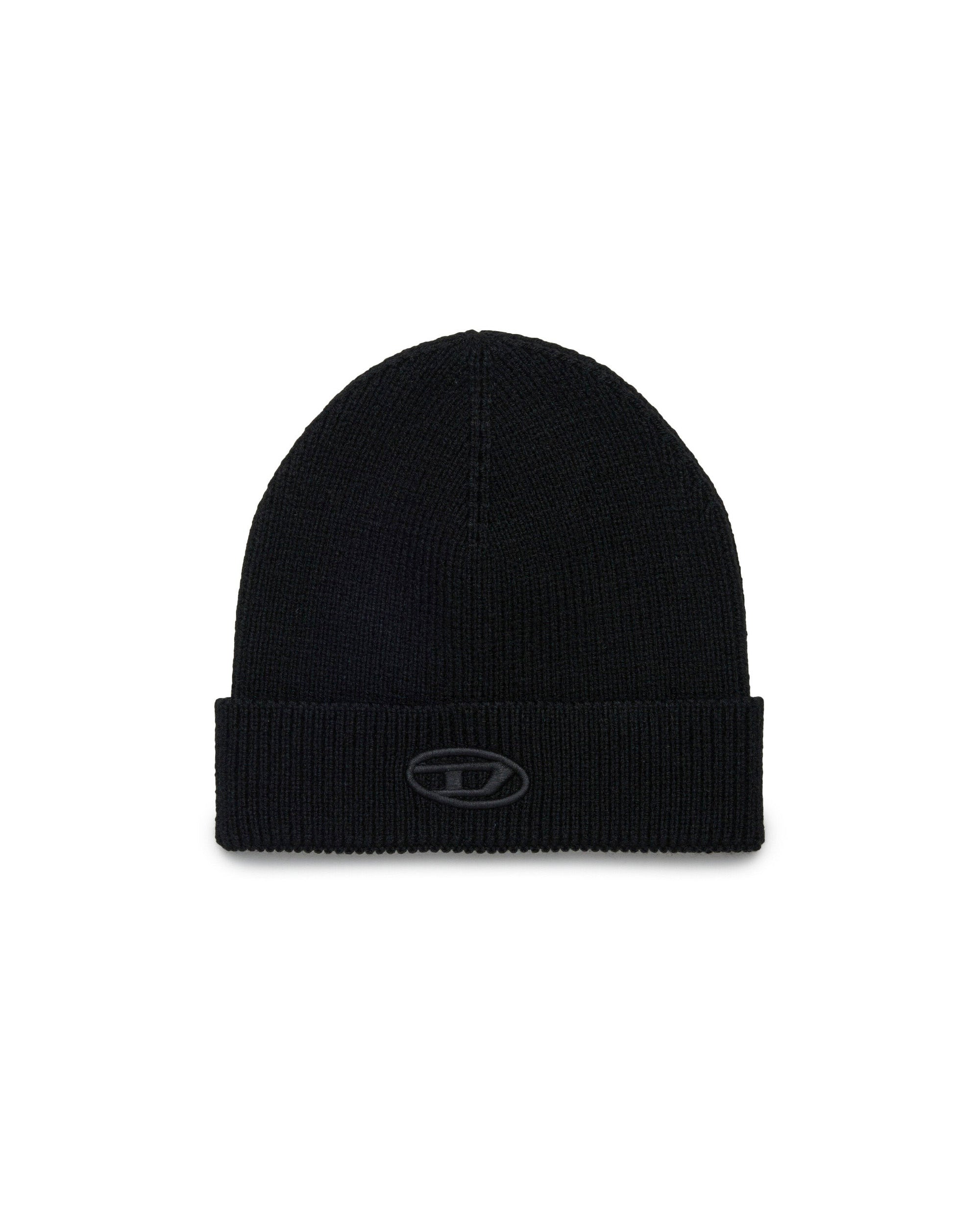 Diesel Kids Cappello Beanie Nero con Oval D