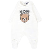 Moschino Kids Tutina Panna con Logo Teddy per Neonati
