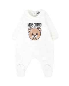 Moschino Kids Tutina Panna con Logo Teddy per Neonati