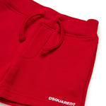 Dsquared2 Kids Short Rosso in Felpa con Logo per Neonati