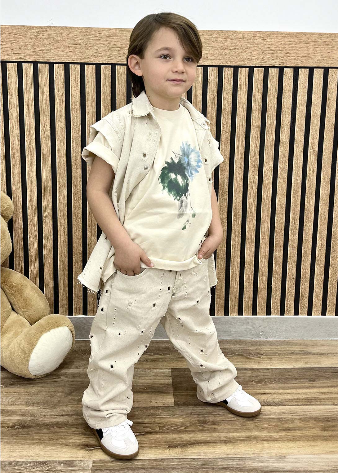 I'm Brian T-shirt Panna con Stampa per Bambini