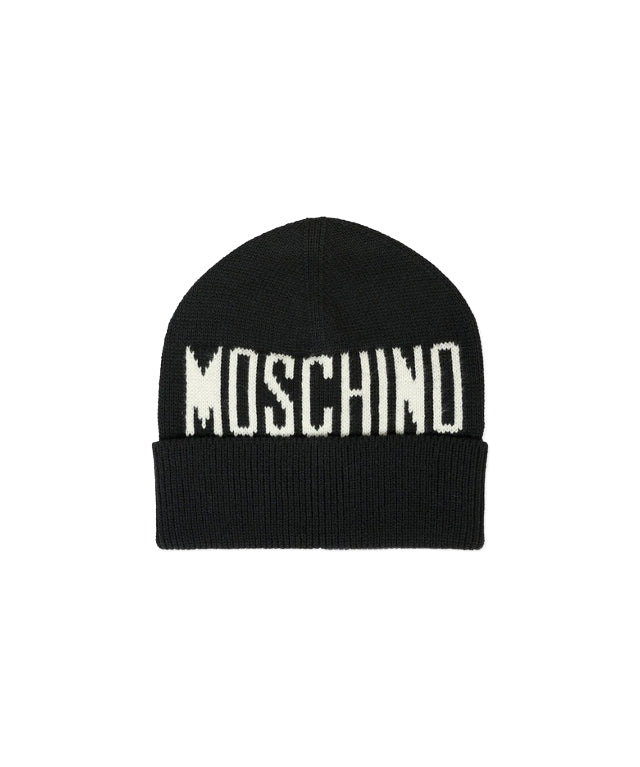 Moschino Kids Cappello Beanie con Intarso Logo