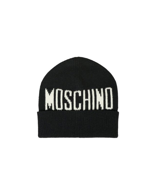 Moschino Kids Cappello Beanie con Intarso Logo