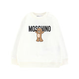 Moschino Kids Felpa Girocollo Panna con Logo per Neonati