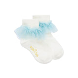Angel's Face Top Calzini Bianchi/Celeste Frilly per Bambine