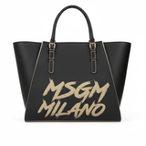 Msgm Kids Borsa Nera con Maxi Logo a Contrasto per Bambine