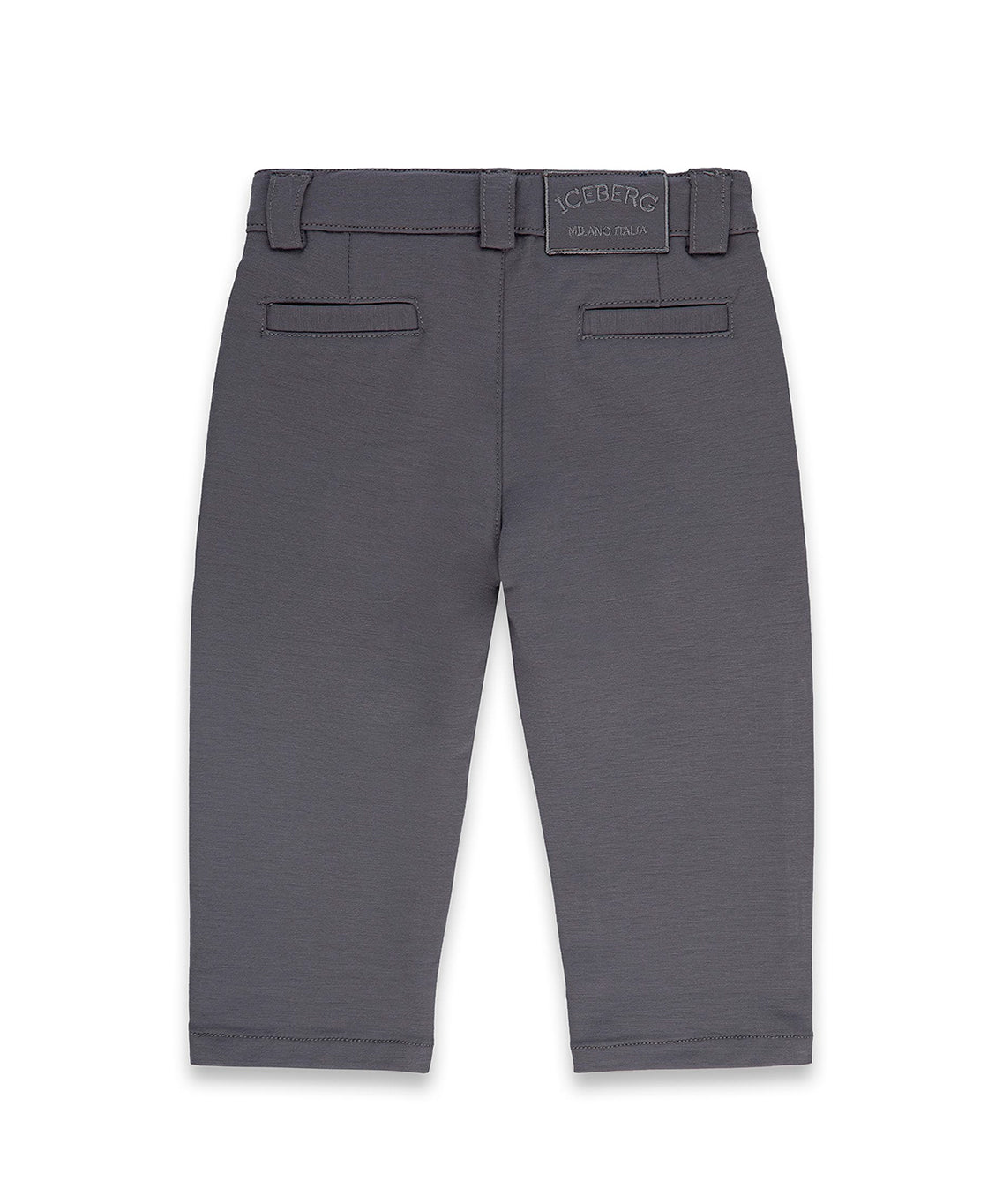 Iceberg Kids Pantalone Grigio con Logo Ricamato per Neonati