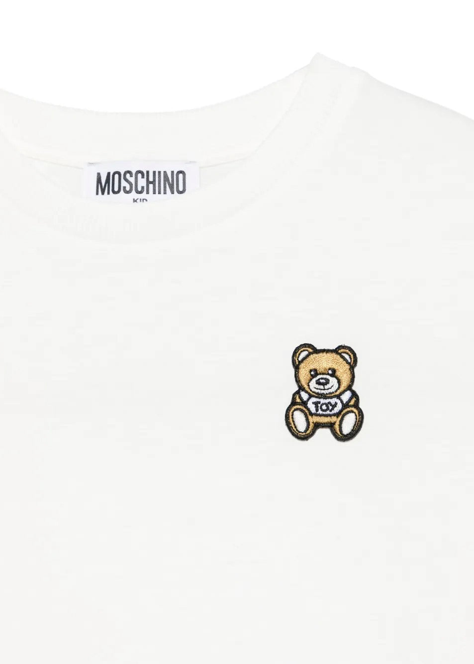 Moschino Kids T-Shirt Panna con Ricamo Teddy per Bambini