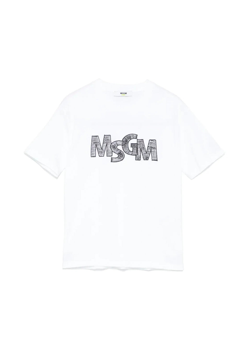 MSGM Kids T-shirt Bianca con Ricamo Logo per Bambini fronte