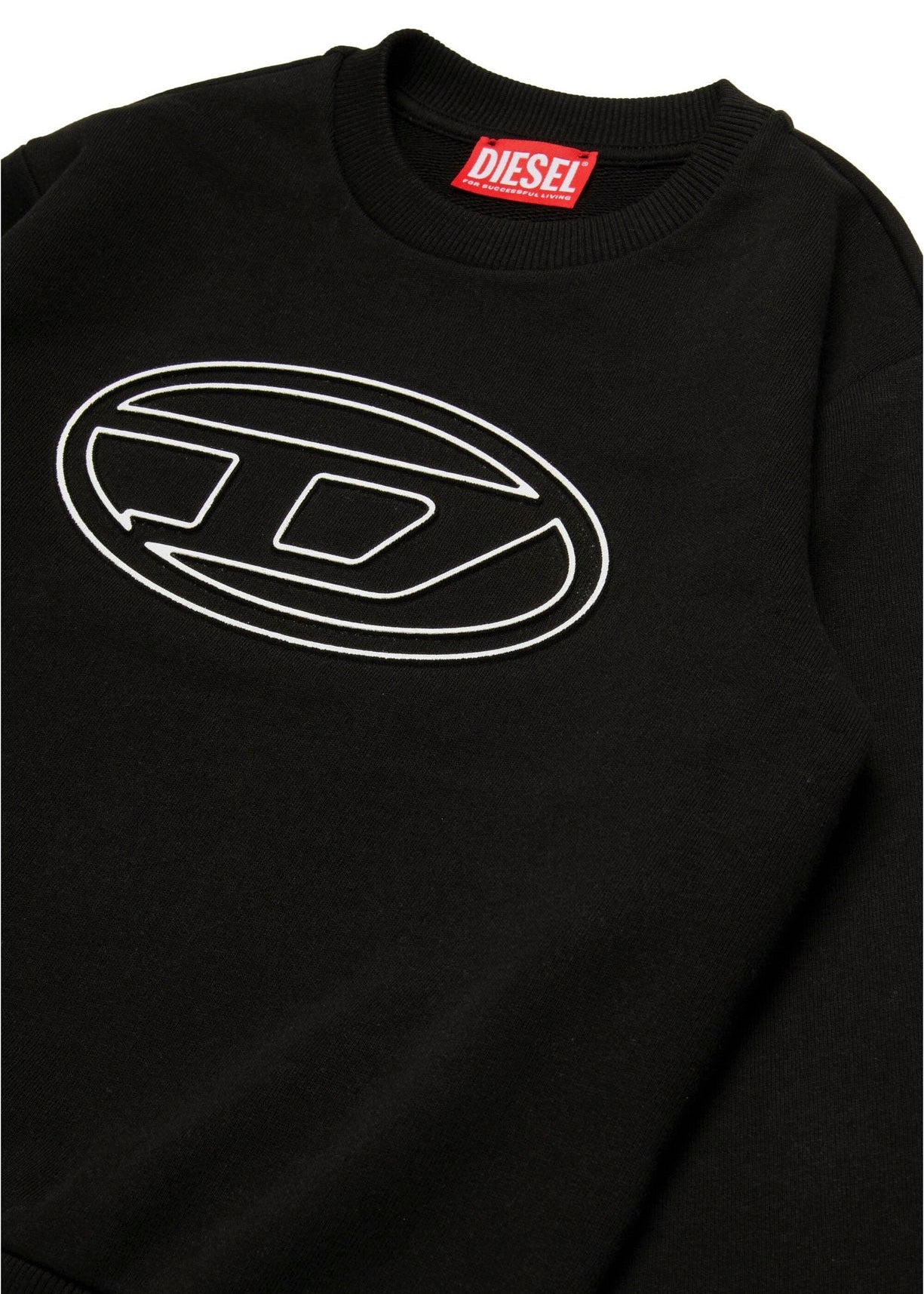 Diesel Kids Felpa Girocollo Nera con Oval D per Bambini ( dettaglio)