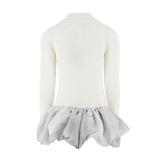 Elisabetta Franchi La Mia Bambina Abito in Maglia con Gonna Panna per Bambine