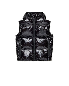 Dsquared2 Kids Giubbino Smanicato Puffer Nero con Maple Leaf per Bambini