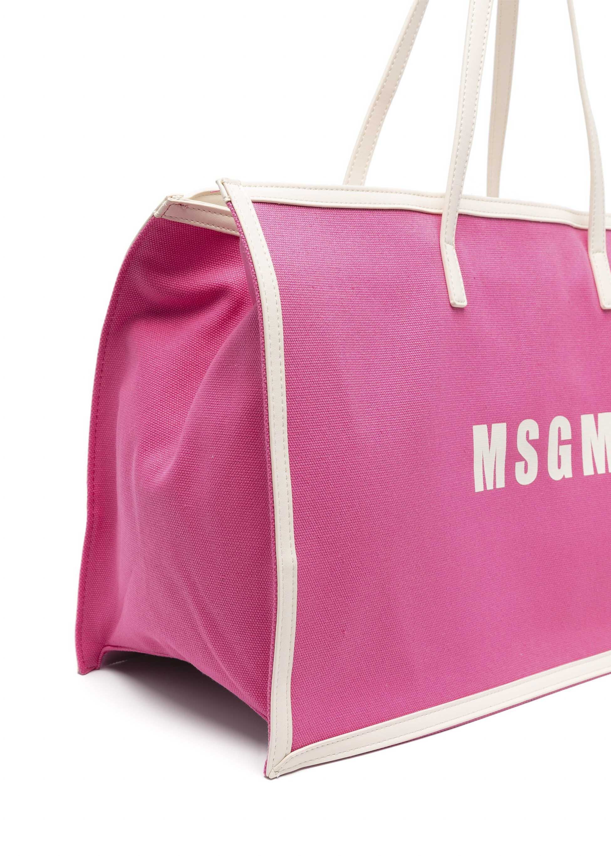 MSGM Kids Borsa Fucsia Tote Grande con Stampa Florence Kids (dettaglio)