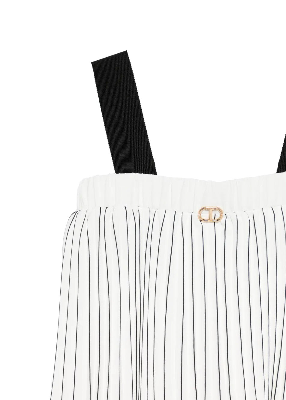 Twinset Kids Top Plissettato Bianco/Nero per Bambine