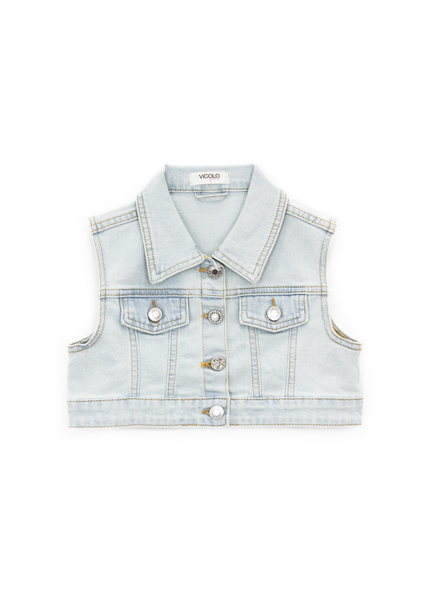 Vicolo Gilet Denim Blu per Bambine
