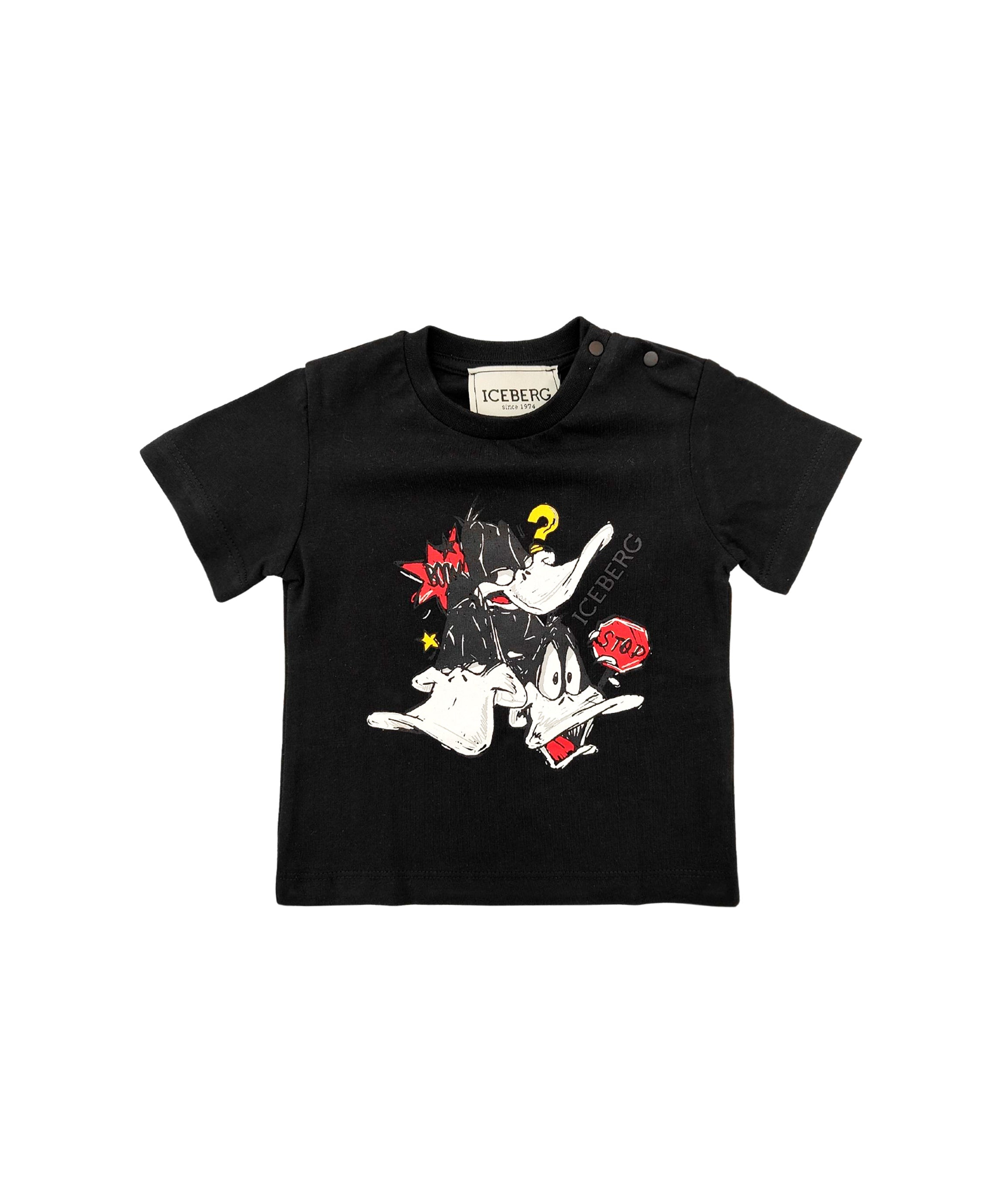 Iceberg Kids T-Shirt Nera con Stampa Daffy Duck per Neonati