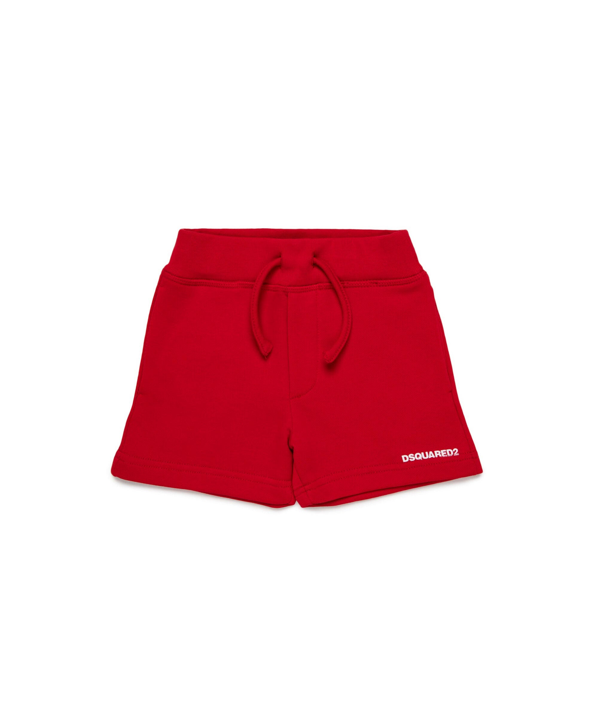 Dsquared2 Kids Short Rosso in Felpa con Logo per Neonati