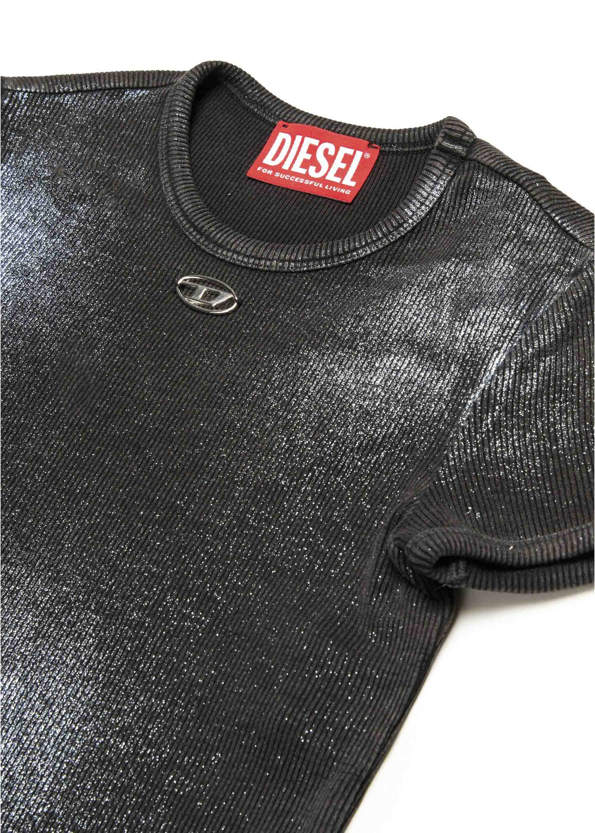 Diesel Kids T-Shirt Nera Mylar con Logo per Bambine