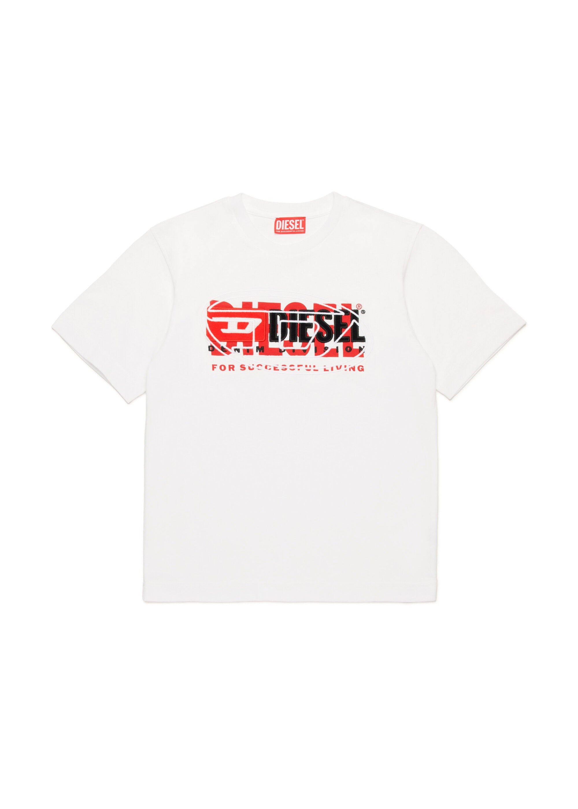 Diesel Kids T-shirt Bianca con Triplo Logo per Bambini