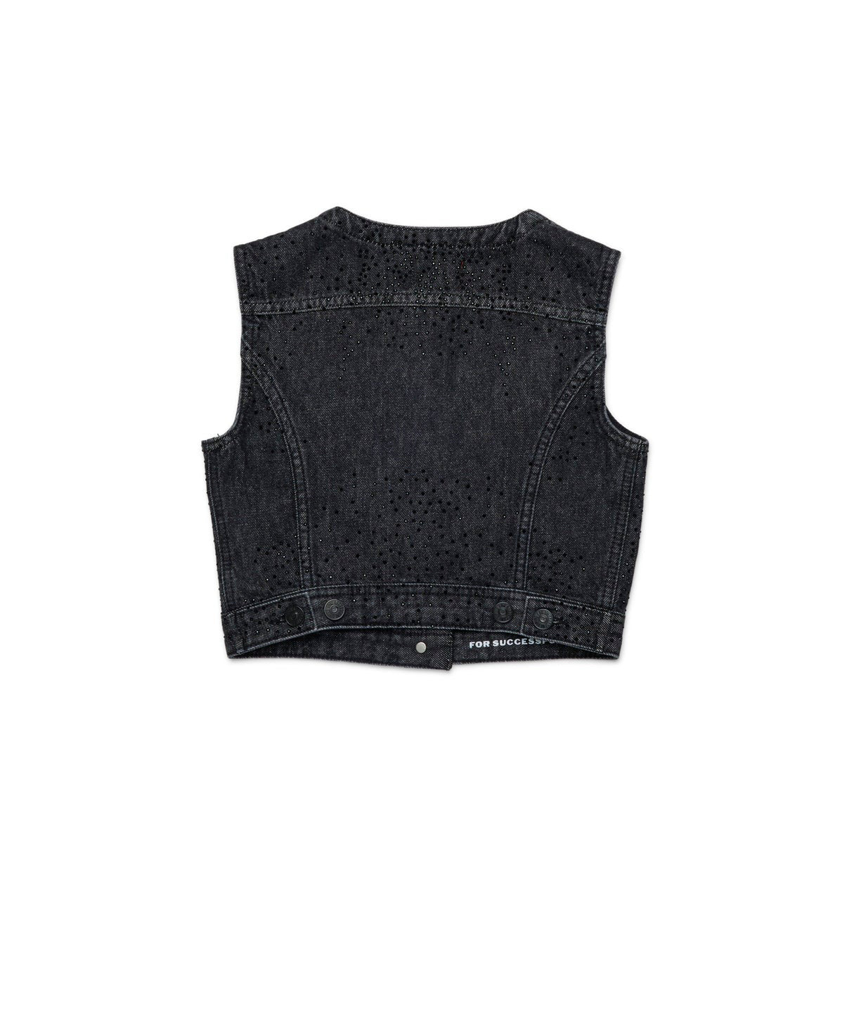 Diesel Kids Gilet Denim Nero Hotfix per Bambine (retro)