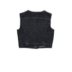 Diesel Kids Gilet Denim Nero Hotfix per Bambine (retro)