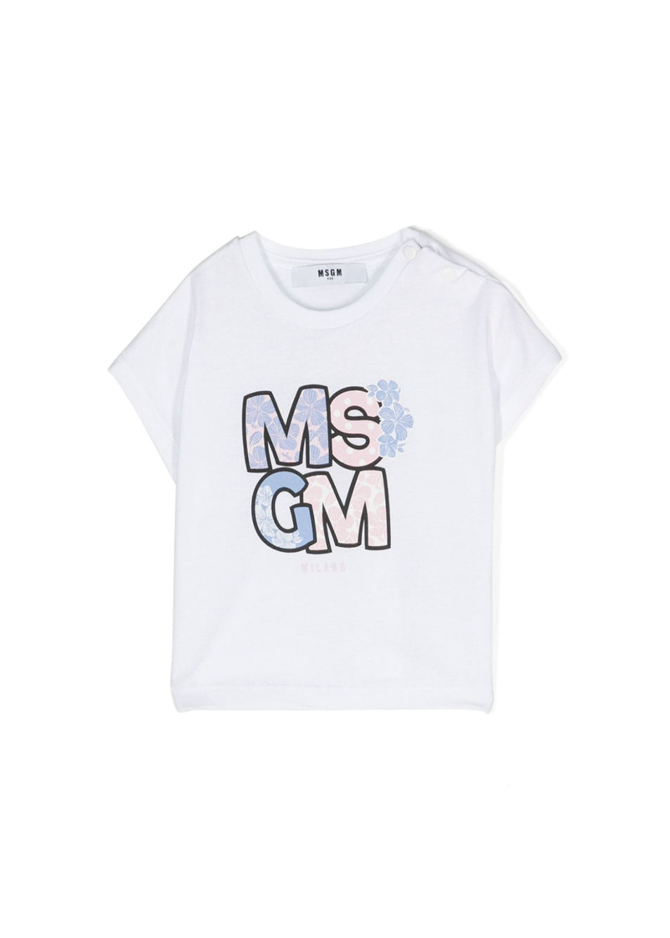 MSGM Kids T-Shirt Bianca con Stampa Logo per Neonate