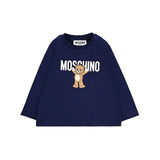 Moschino Kids T-Shirt Blu Navy con Logo per Neonati