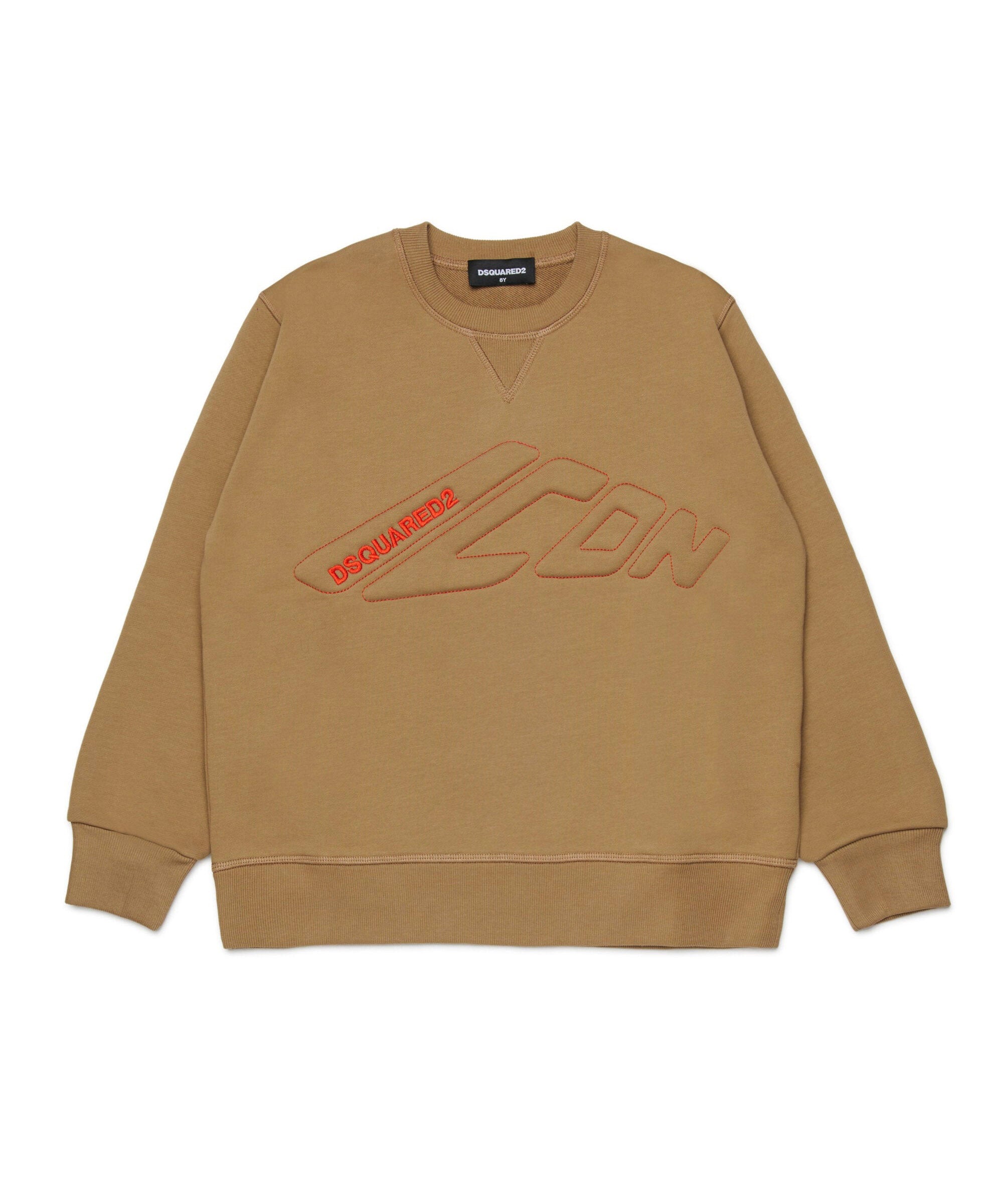 Dsquared2 Kids Felpa Girocollo Beige ICON per Bambini