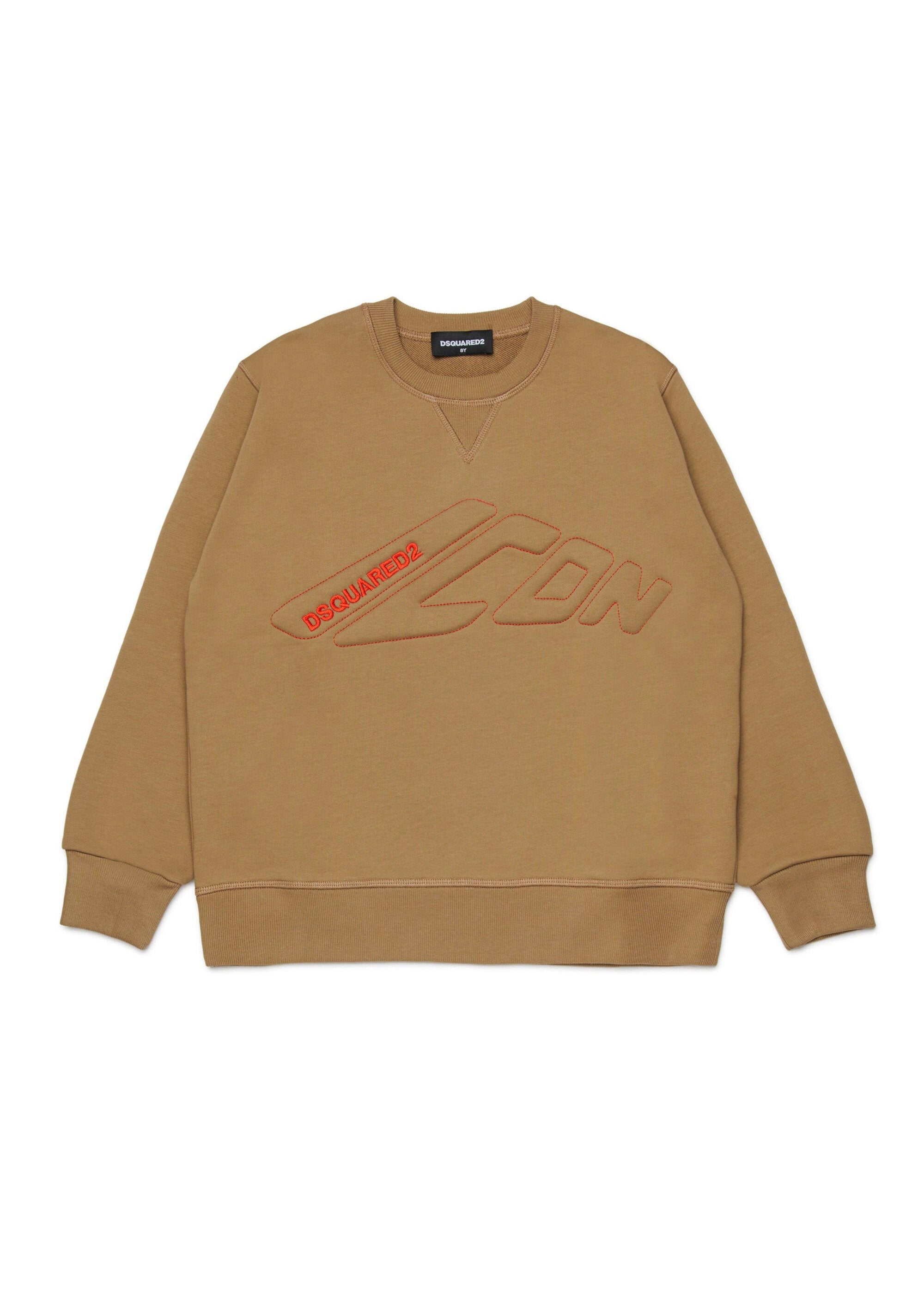Dsquared2 Kids Felpa Girocollo Beige ICON per Bambini
