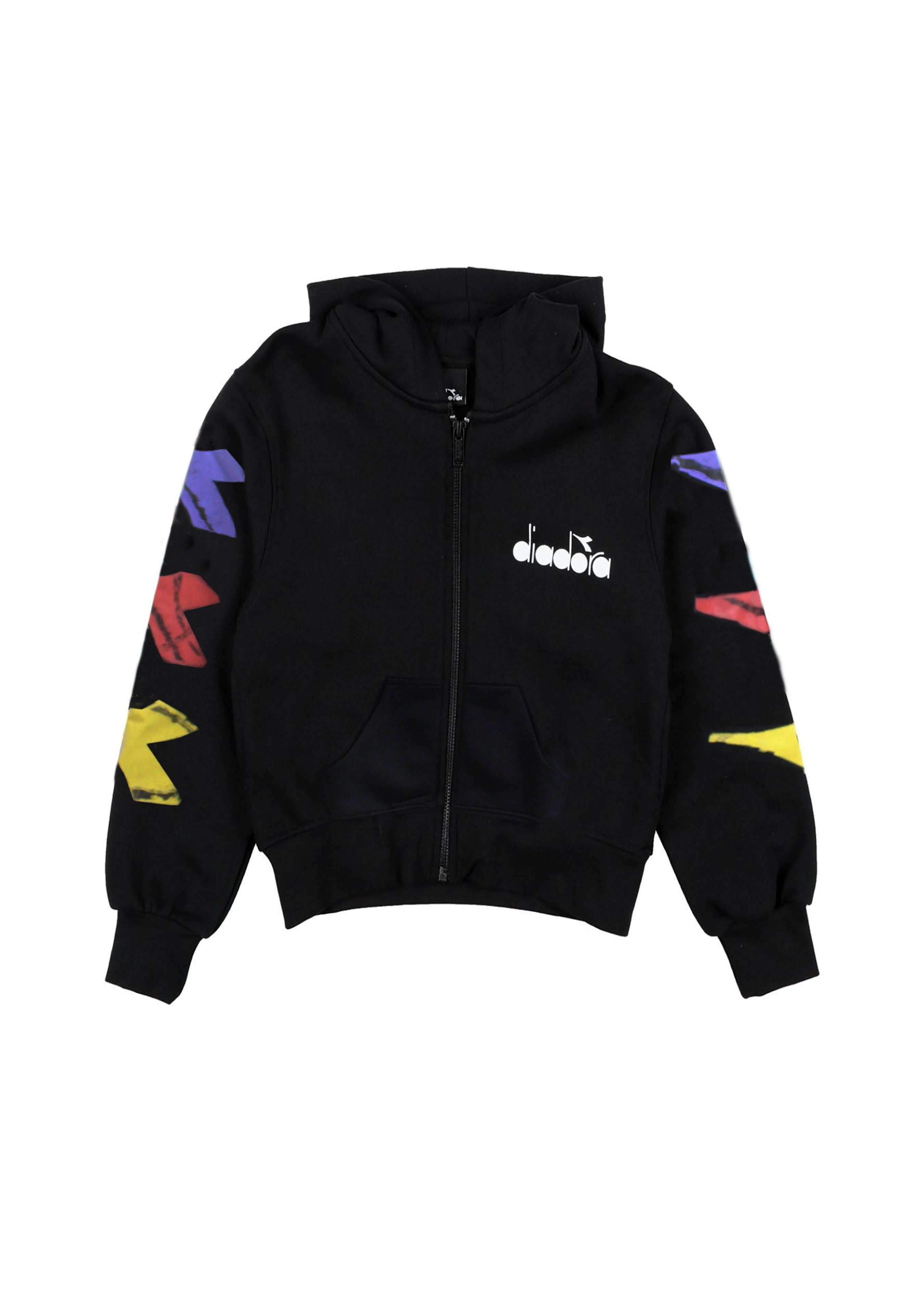 Diadora Kids Felpa Nera con Logo per Bambini