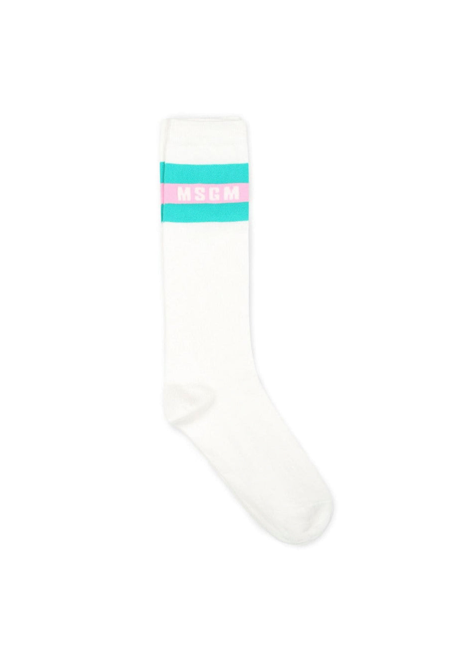 MSGM Kids Calzino Crema con Logo per Bambini