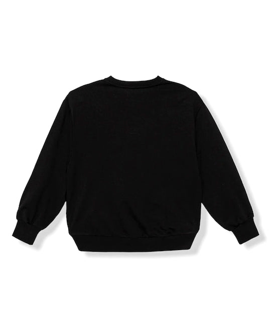 Elisabetta Franchi La Mia Bambina Felpa Nera Girocollo con Logo per Bambine