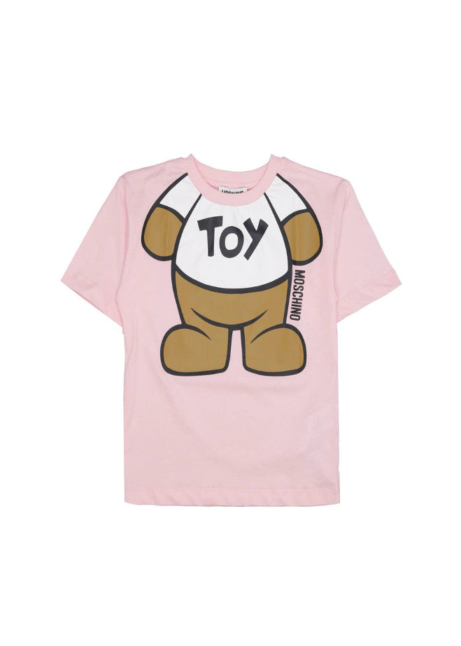 Moschino Kids T-shirt Rosa con Stampa per Bambine