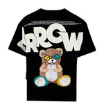 Barrow Kids T-Shirt Nera Girocollo Stampa Retro per Bambini