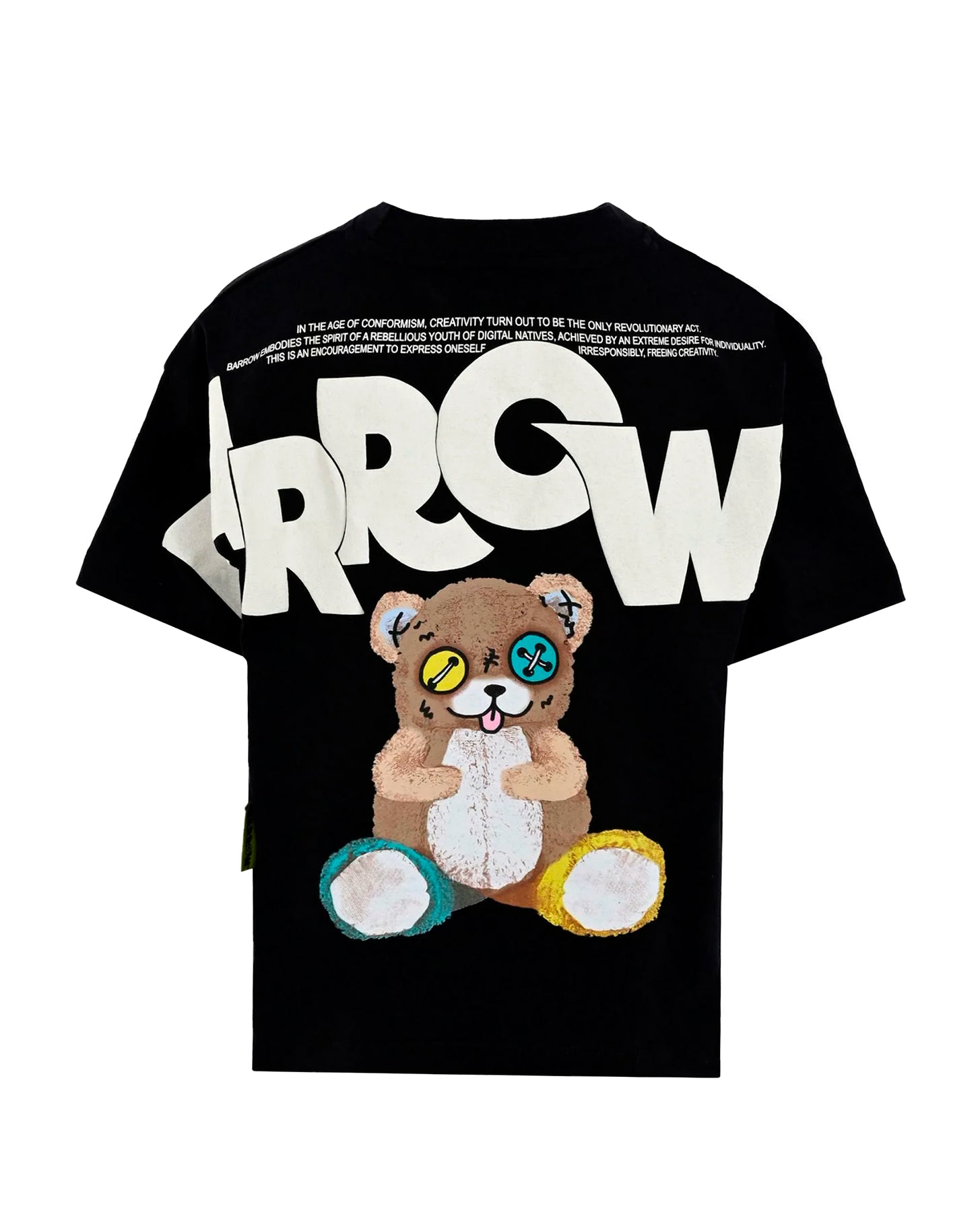 Barrow Kids T-Shirt Nera Girocollo Stampa Retro per Bambini