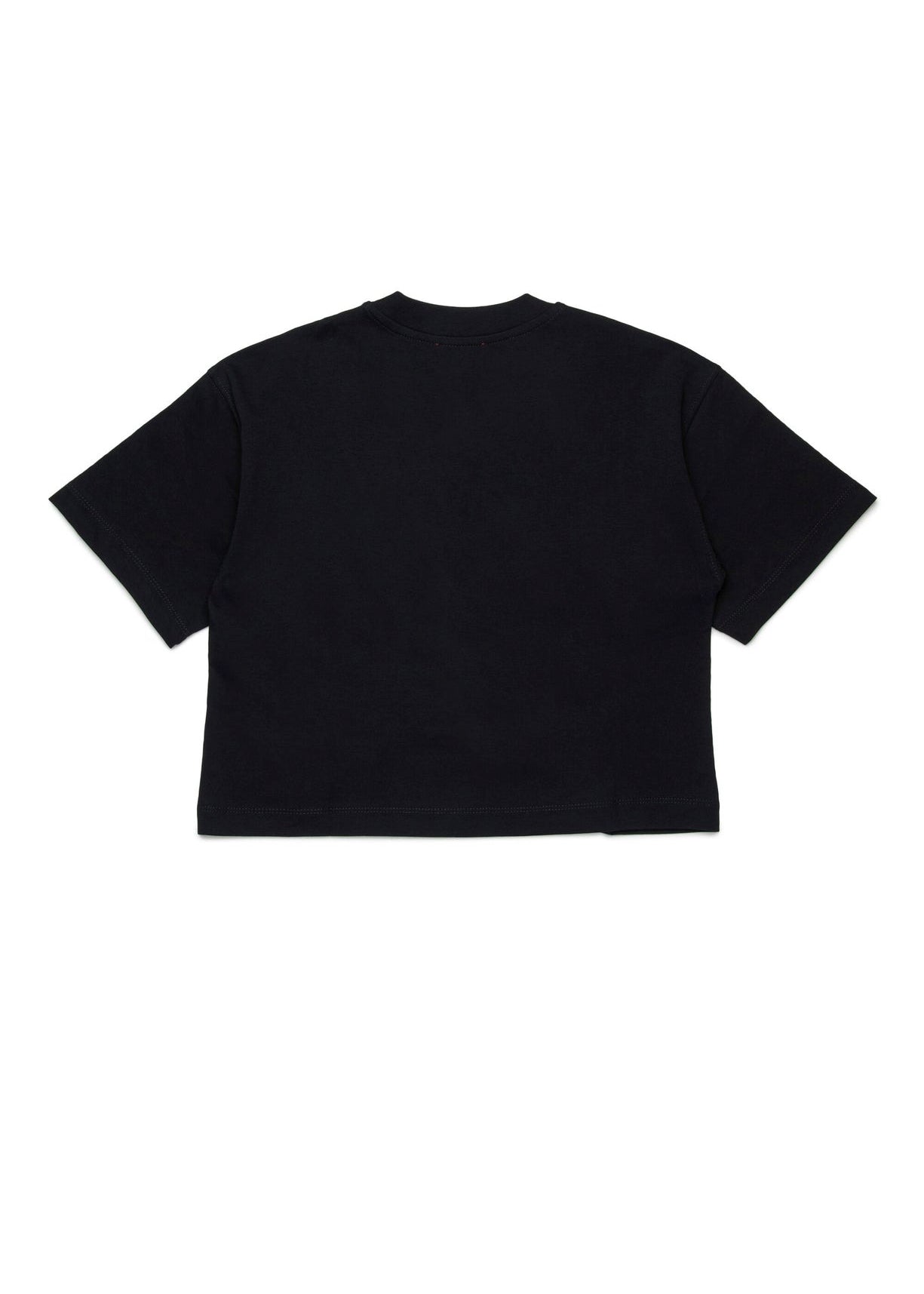 Diesel Kids T-Shirt Nera Boxy con Oval D per Bambine (retro)