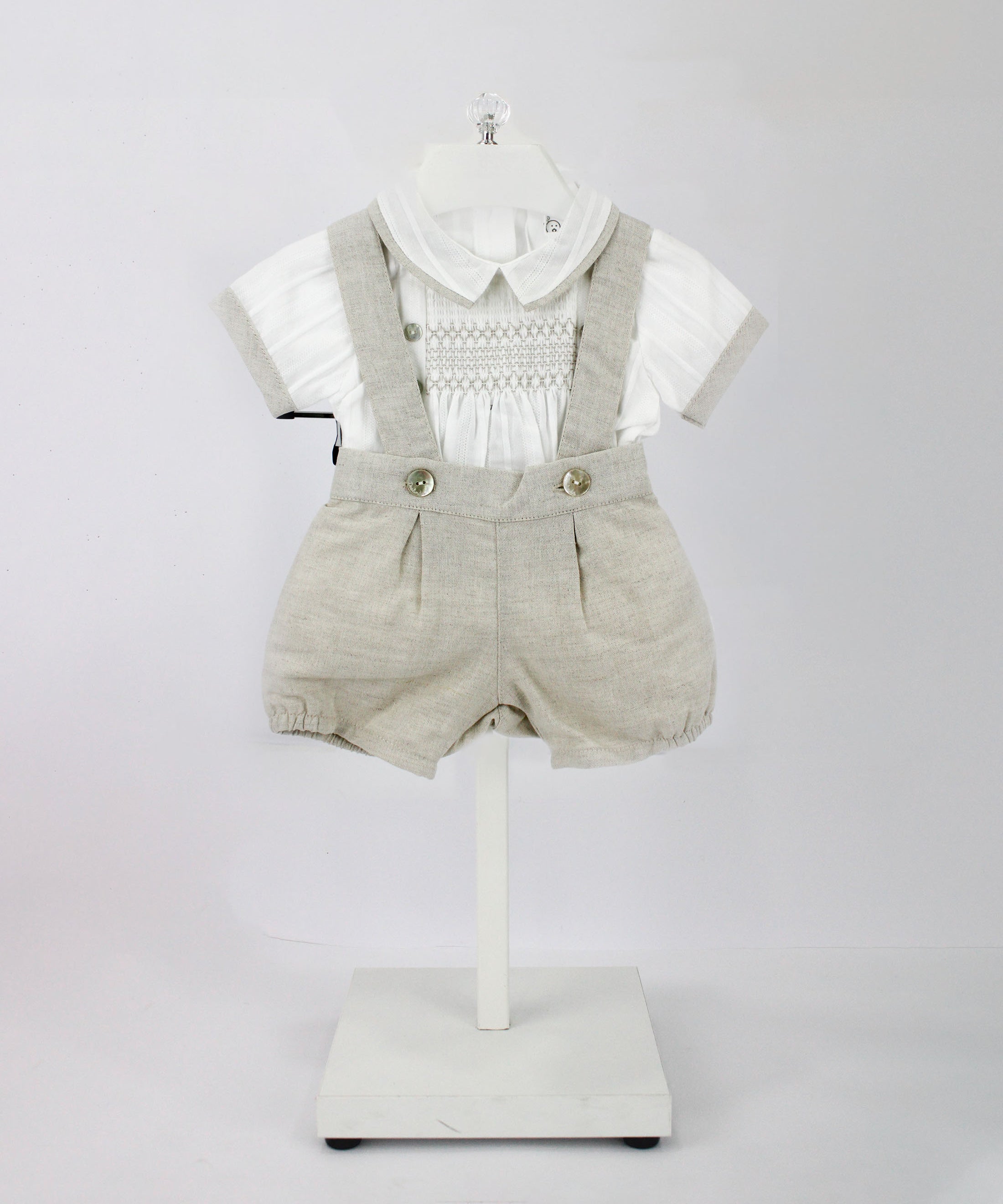 Deolinda Completo T-shirt con Salopette Panna/Beige per Neonati