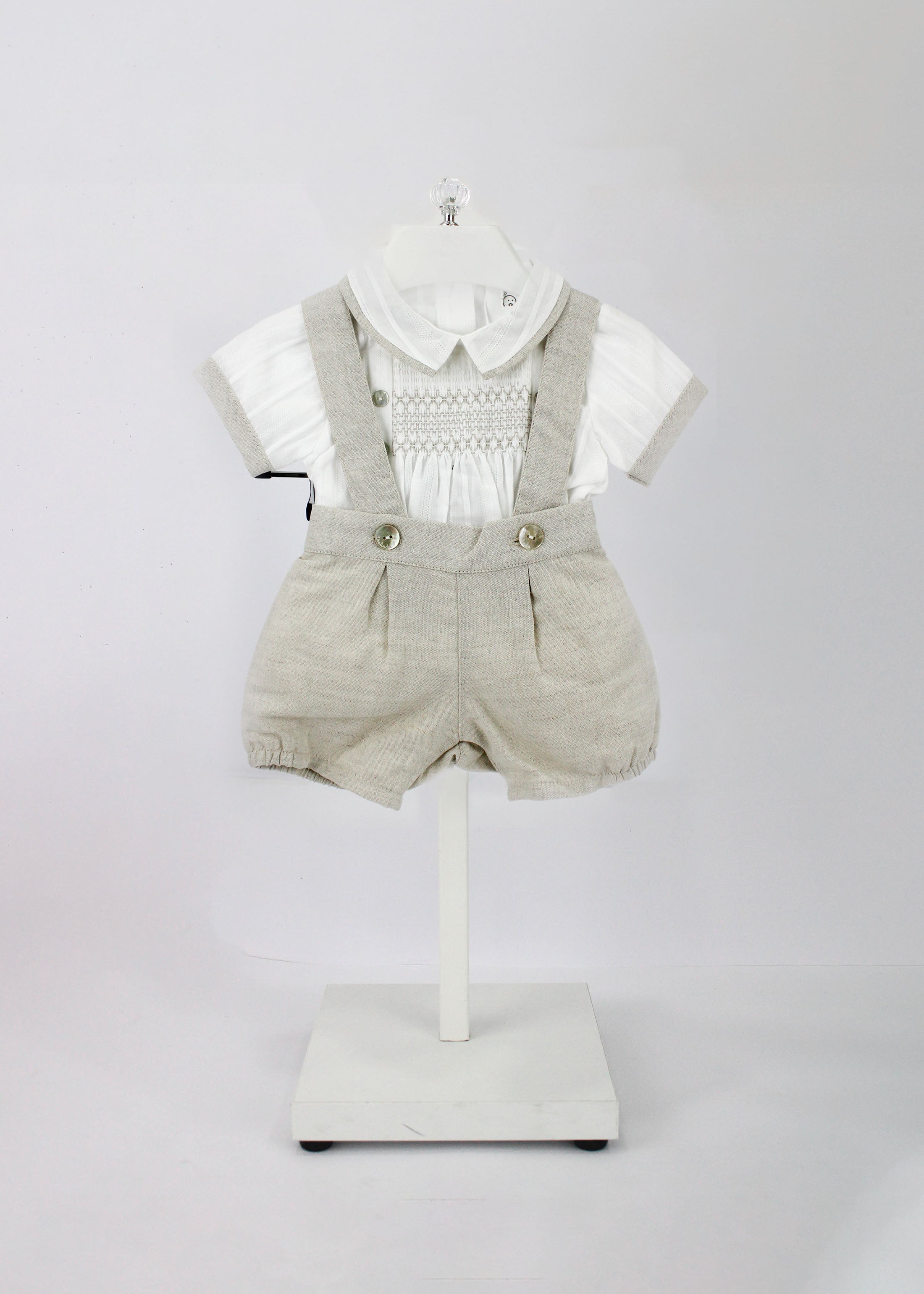 Deolinda Completo T-shirt con Salopette Panna/Beige per Neonati