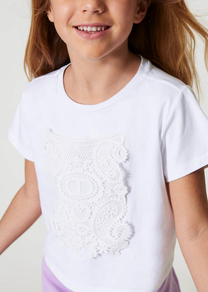 Twinset Kids T-Shirt Bianca con Ricami per Bambine