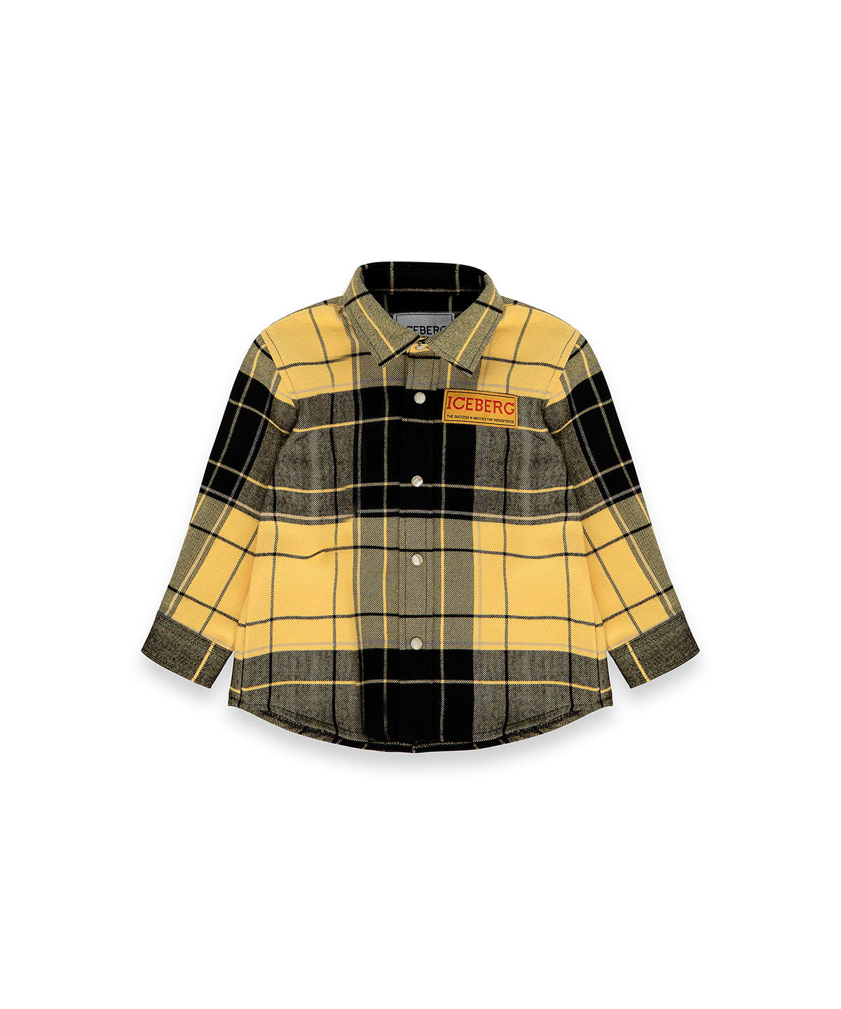 Iceberg Kids Camicia a Quadri Gialla/Nero con Patch a Contrasto Logo per Neonati