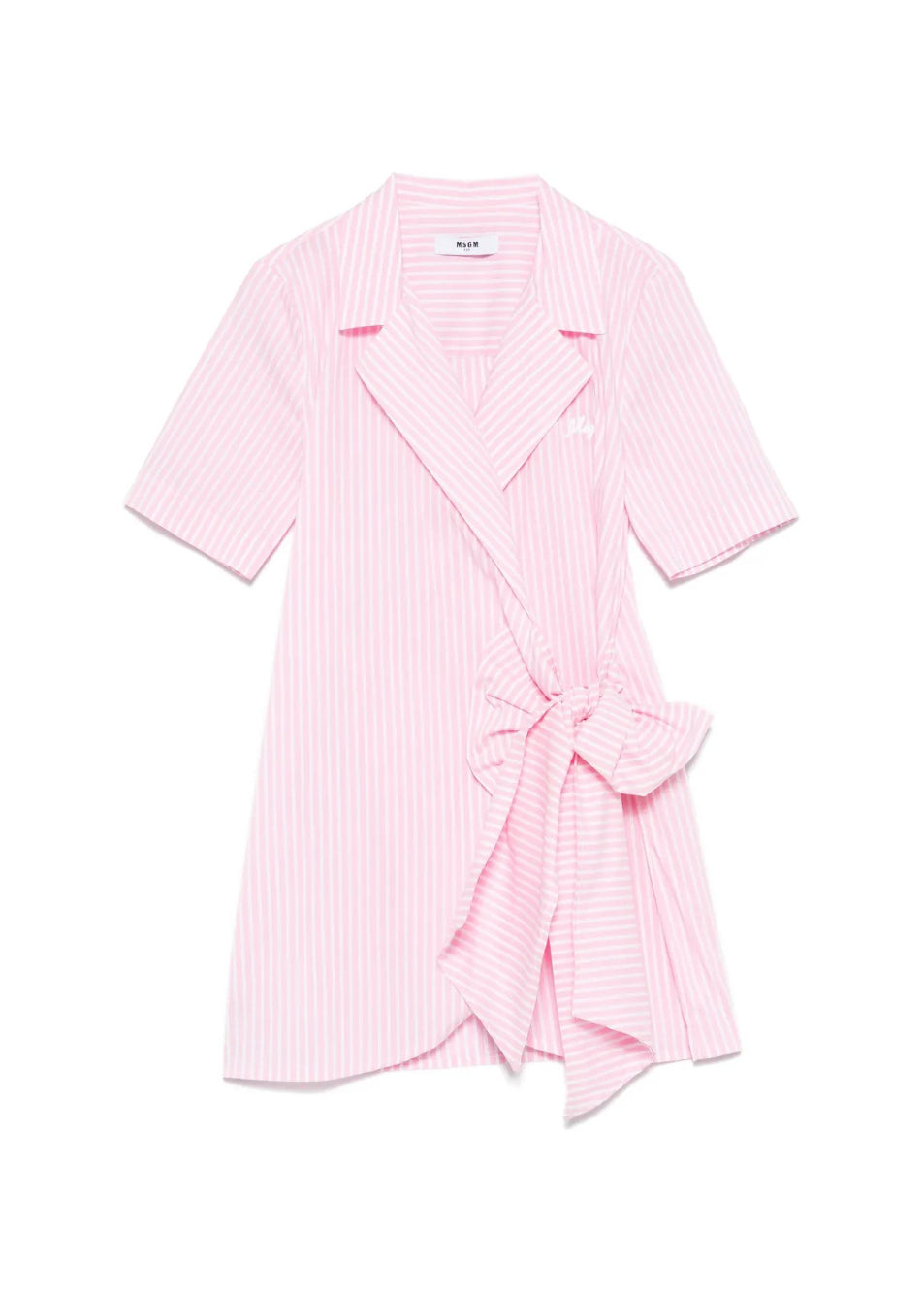 MSGM Kids Abito Rosa a Righe per Bambine