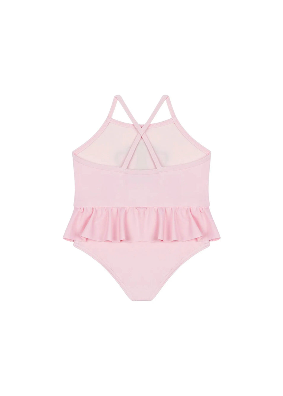 Moschino Kids Costume Monokini Rosa con Ruches per Neonate