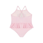 Moschino Kids Costume Monokini Rosa con Ruches per Neonate
