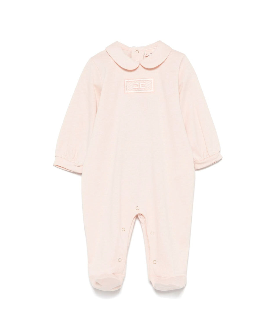 Elisabetta Franchi La Mia Bambina Tutina Rosa con Ricamo Logo per Neonate